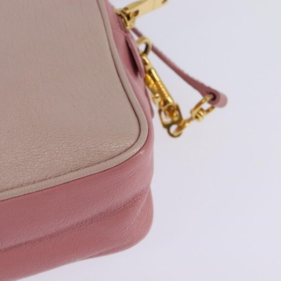 Authentic Miu Miu Madras Shoulder Bag Leather Pink Gold - Picture 16 of 16
